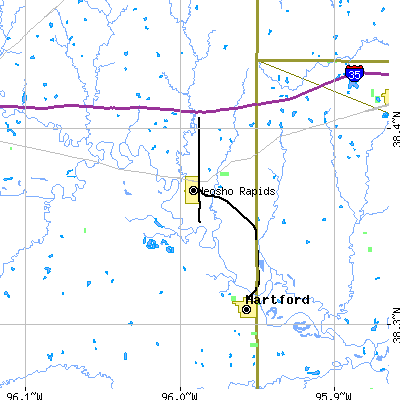 Zip code 66864 close-up map