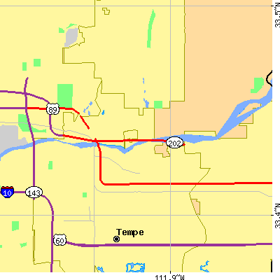 Zip code 85281 close-up map