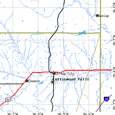 Zip code 66869 close-up map