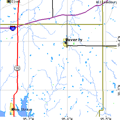 Zip code 66871 close-up map