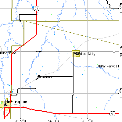 Zip code 66872 close-up map