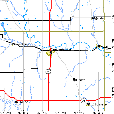 Zip code 66901 close-up map