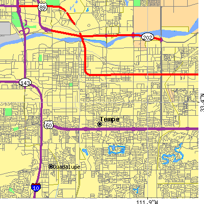 Zip code 85282 close-up map