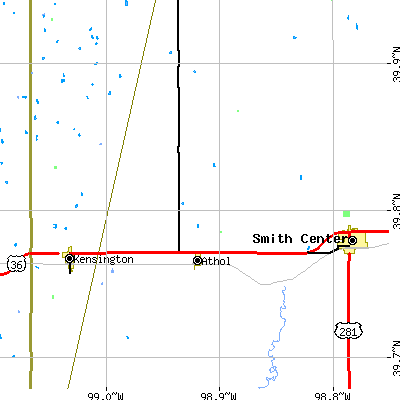Zip code 66932 close-up map