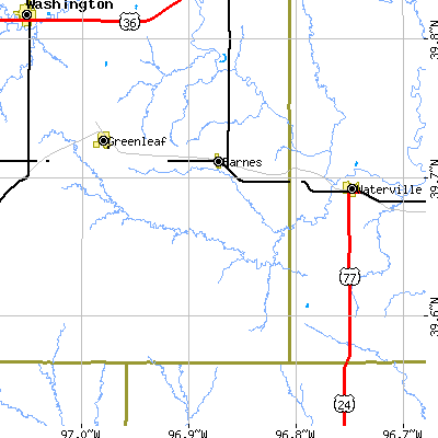 Zip code 66933 close-up map