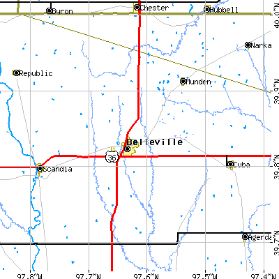 Zip code 66935 close-up map