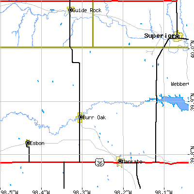 Zip code 66936 close-up map