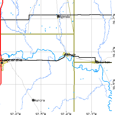 Zip code 66938 close-up map
