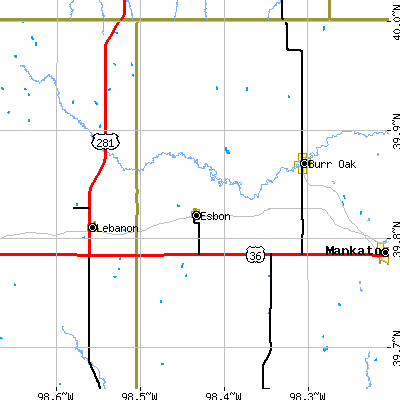 Zip code 66941 close-up map