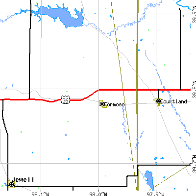 Zip code 66942 close-up map