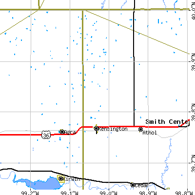 Zip code 66951 close-up map
