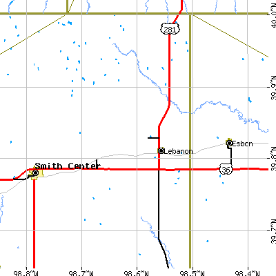 Zip code 66952 close-up map