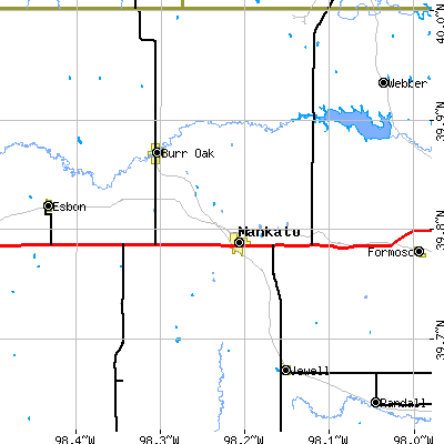 Zip code 66956 close-up map