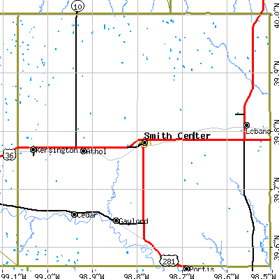 Zip code 66967 close-up map