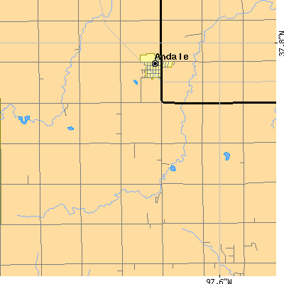 Zip code 67001 close-up map