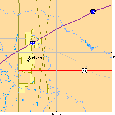 Zip code 67002 close-up map