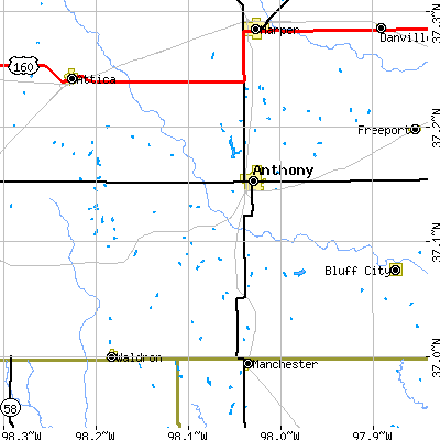 Zip code 67003 close-up map