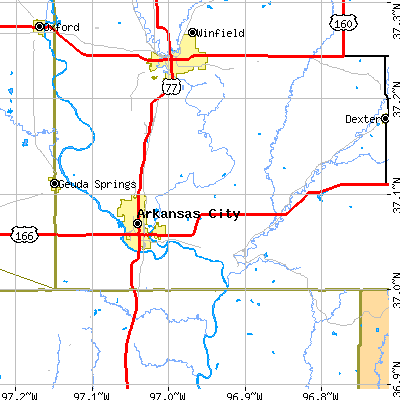 Zip code 67005 close-up map