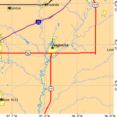 Zip code 67010 close-up map