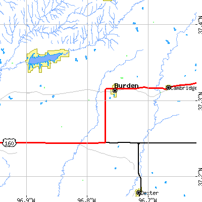 Zip code 67019 close-up map