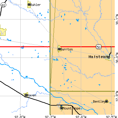 Zip code 67020 close-up map