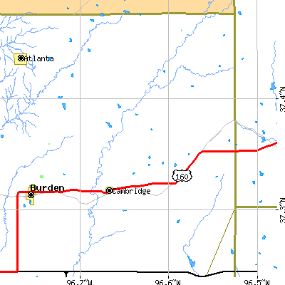 Zip code 67023 close-up map