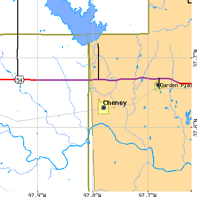 Zip code 67025 close-up map