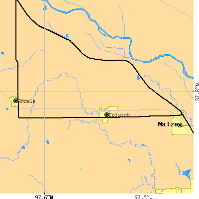 Zip code 67030 close-up map