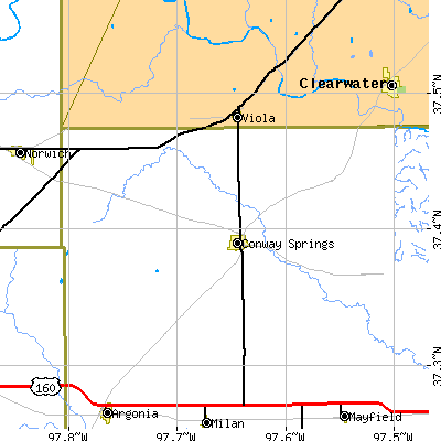 Zip code 67031 close-up map