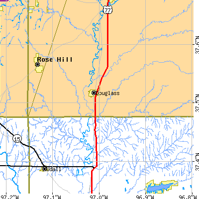 Zip code 67039 close-up map
