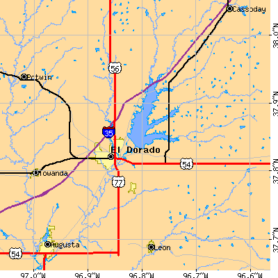 Zip code 67042 close-up map