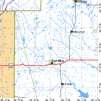 Zip code 67045 close-up map