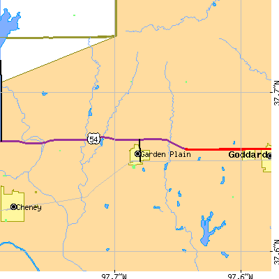 Zip code 67050 close-up map