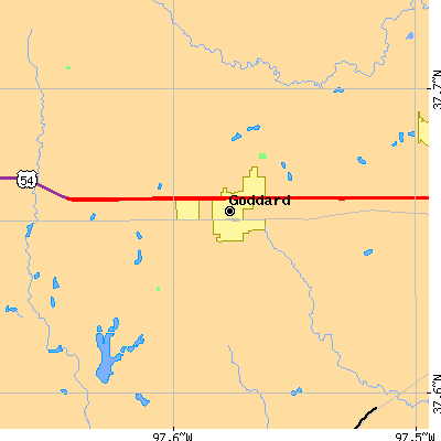 Zip code 67052 close-up map