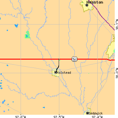 Zip code 67056 close-up map
