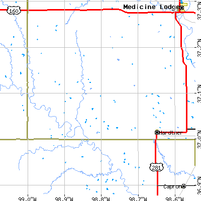 Zip code 67057 close-up map