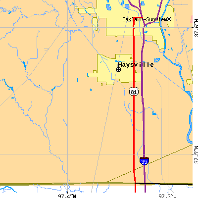 Zip code 67060 close-up map