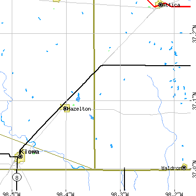 Zip code 67061 close-up map