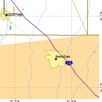 Zip code 67062 close-up map