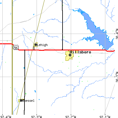 Zip code 67063 close-up map