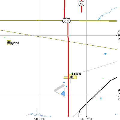 Zip code 67066 close-up map