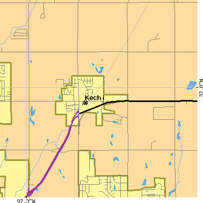 Zip code 67067 close-up map