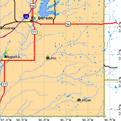 Zip code 67074 close-up map