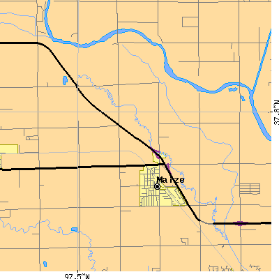 Zip code 67101 close-up map