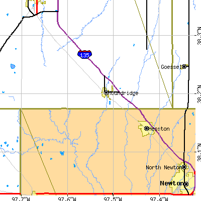 Zip code 67107 close-up map