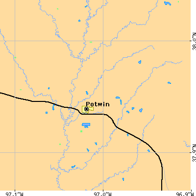 Zip code 67123 close-up map
