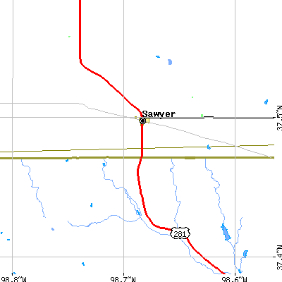 Zip code 67134 close-up map