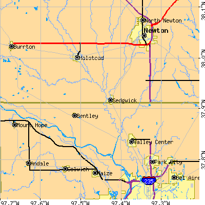 Zip code 67135 close-up map