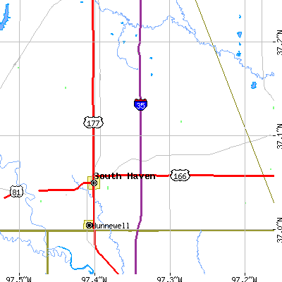Zip code 67140 close-up map
