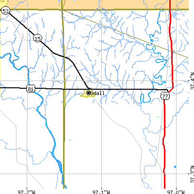 Zip code 67146 close-up map
